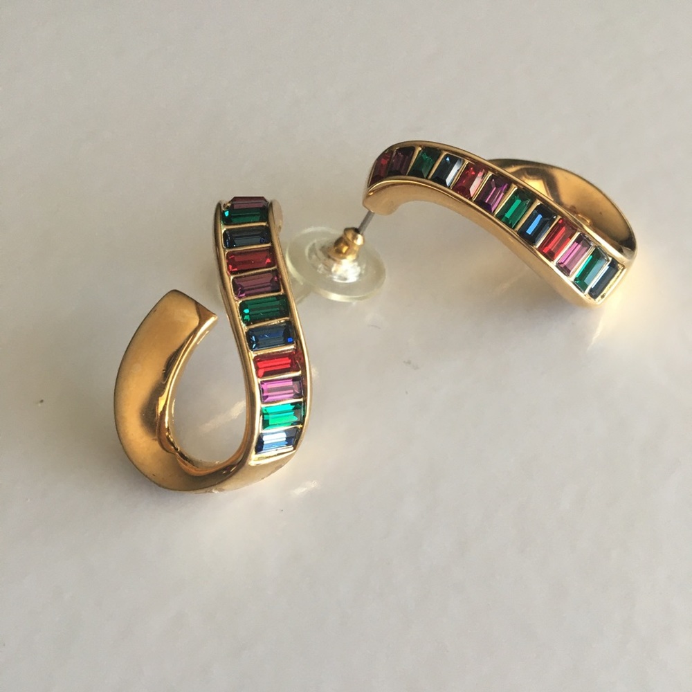 Vintage Savvy by Swarovski crystal hoop earrings multicolored